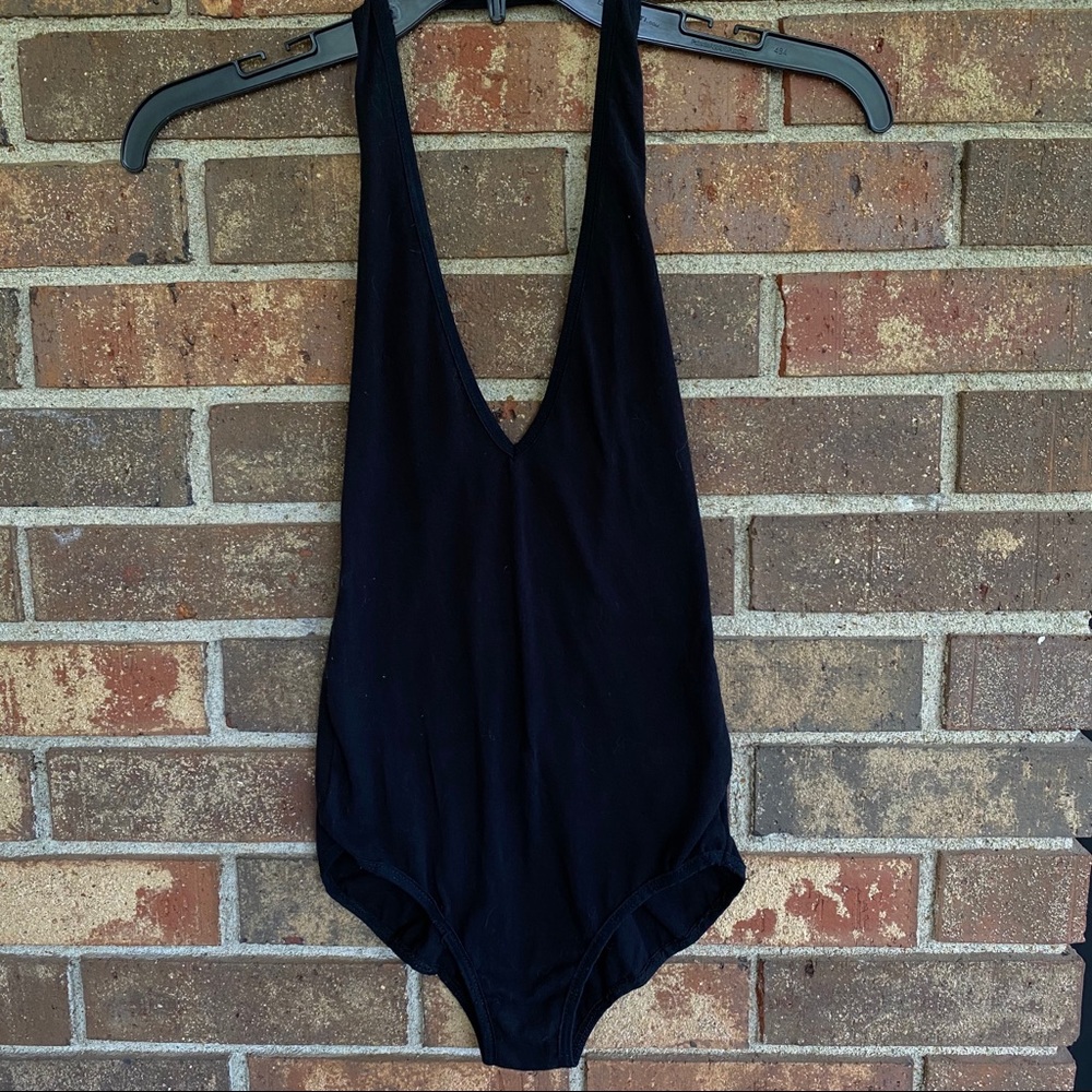 Black American apparel Vneck halter bodysuit